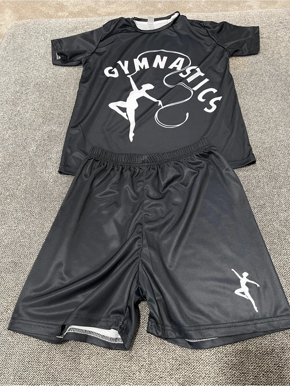 Gymnastics Black Athletic Top & Shorts Set